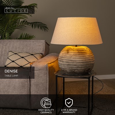 Lucide DENISE - Table lamp - Ø 55 cm - 1xE27 - Brown | Vibes